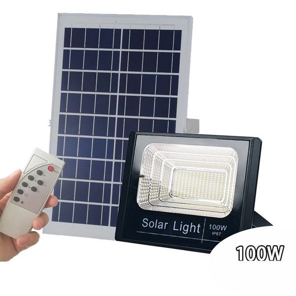 REFLECTOR LED SOLAR 100W CON PANEL Y CONTROL REMOTO
