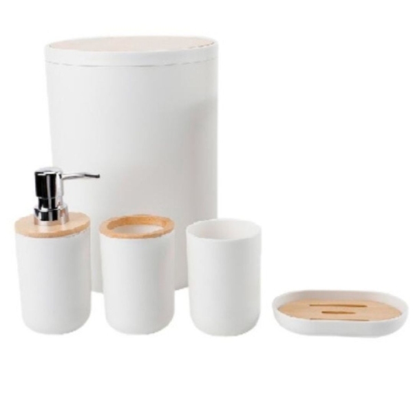 SET ACCESORIOS DE BAÑO 5 PIEZAS - ORGANIZADOR TACHO ETC