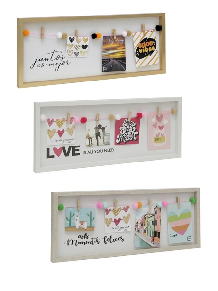 PORTARRETRATO MULTIPLE CON BROCHES DECO 4 FOTOS 20x50